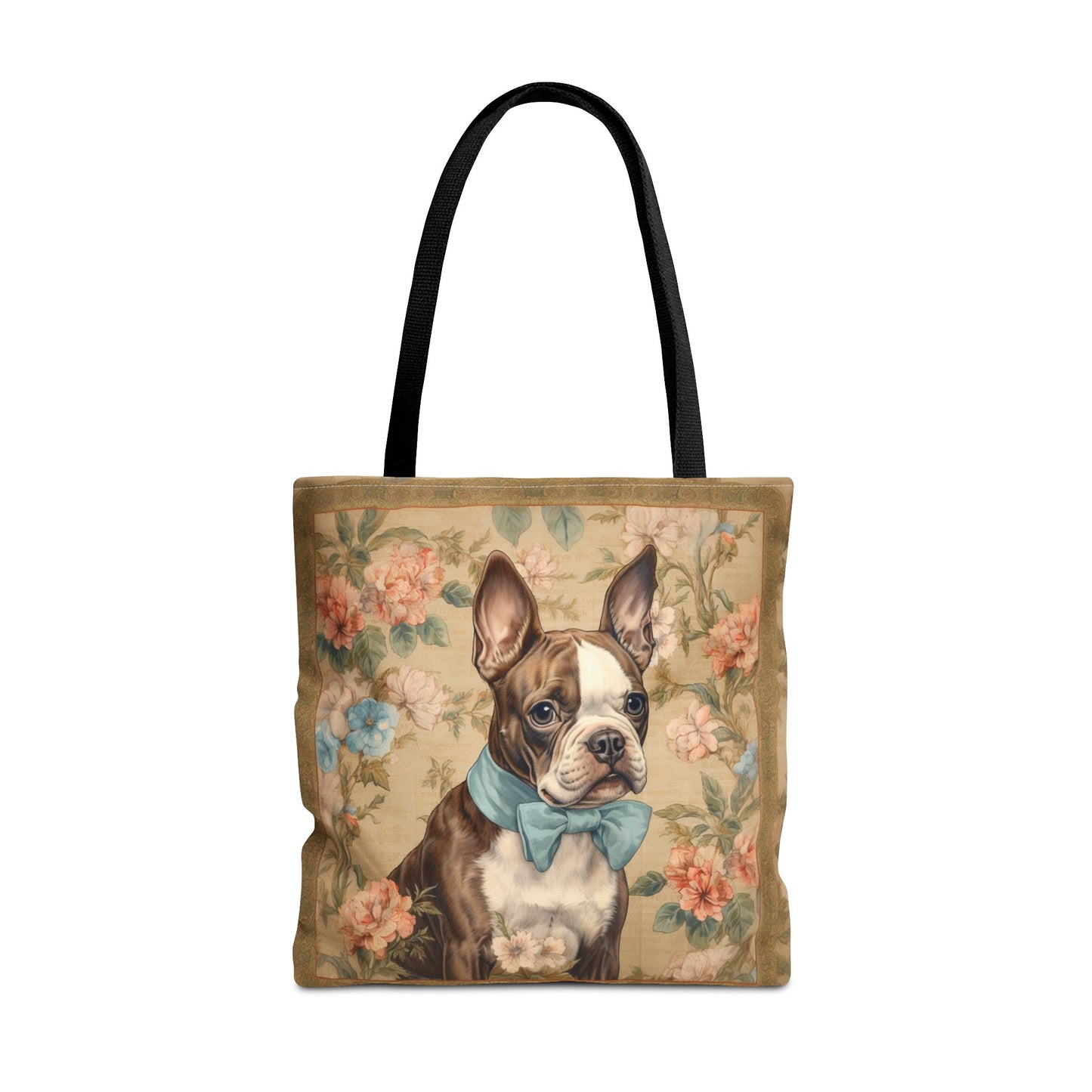 Boston Terrier Tote Bag – Floral Elegance, Eco-Friendly Market Tote