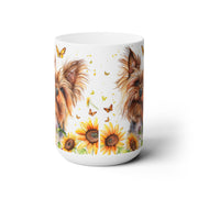 Yorkie Bliss Mug with Sunflowers and Butterflies