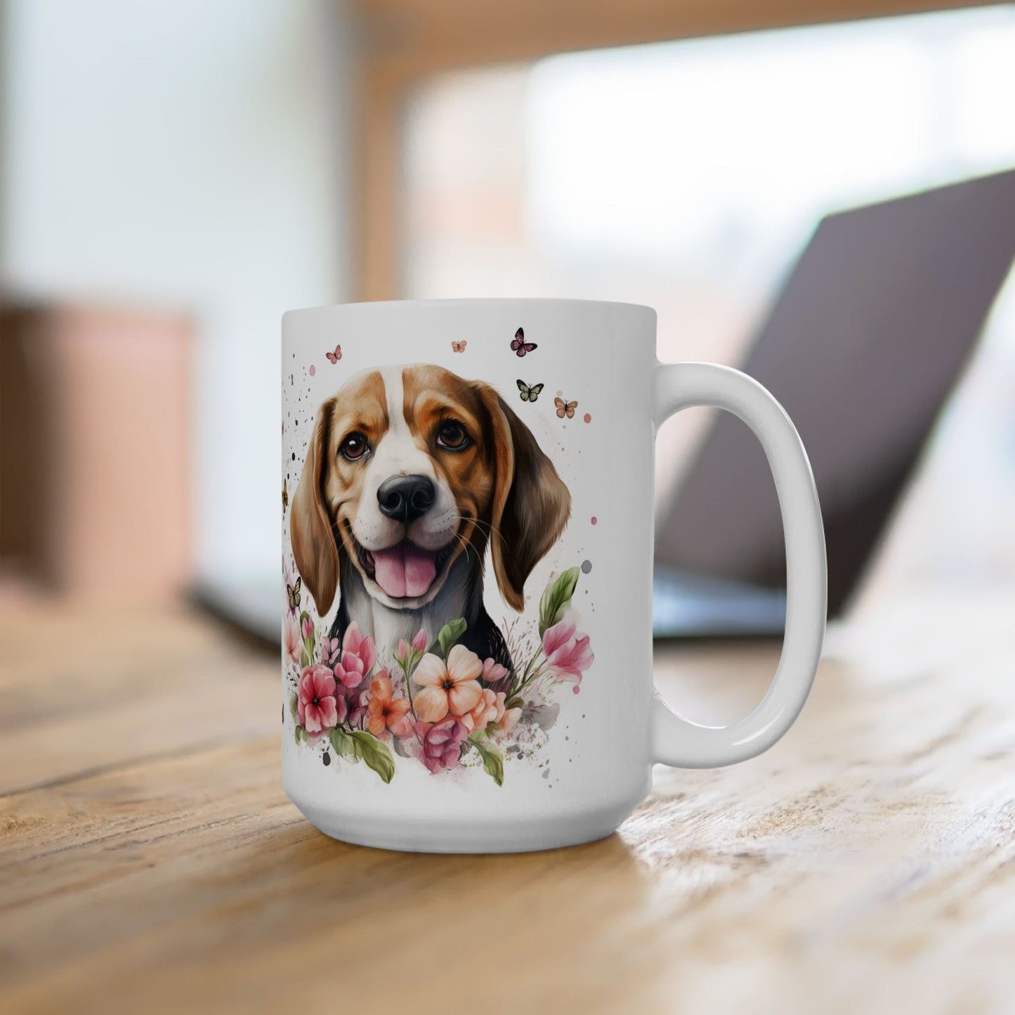 Beagle Bliss Floral Coffee Mug – Perfect Gift for Dog Lovers