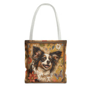 Papillon Butterfly Dreams Tote Bag, Floral Design for Dog Lovers