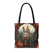 Whimsical Rabbit Castle Tote Bag, Autumn Harvest Design Canvas Bag