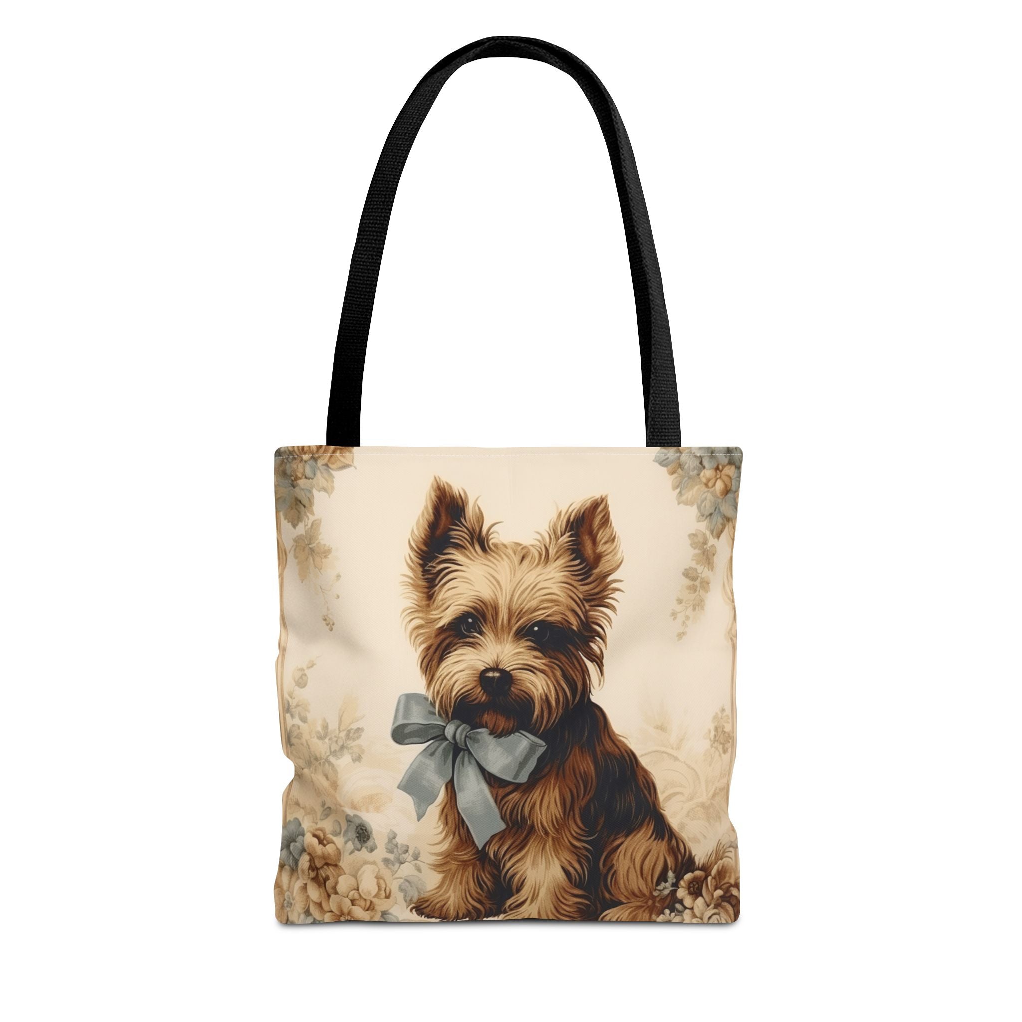 Yorkshire Terrier Tote Bag with Floral Design, Artistic Dog Lover Gift