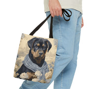 Rottweiler Elegance Tote Bag with Floral and Vintage Charm