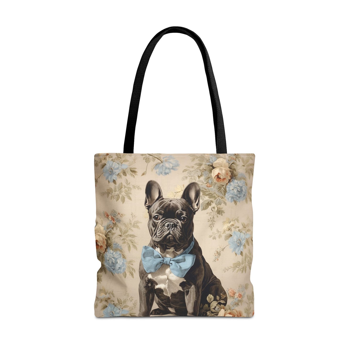 French Bulldog Floral Tote Bag with Vintage Charm