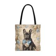 French Bulldog Floral Tote Bag with Vintage Charm