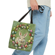 Easter Bunny Wreath Tote Bag, Festive Reusable Shopping Bag