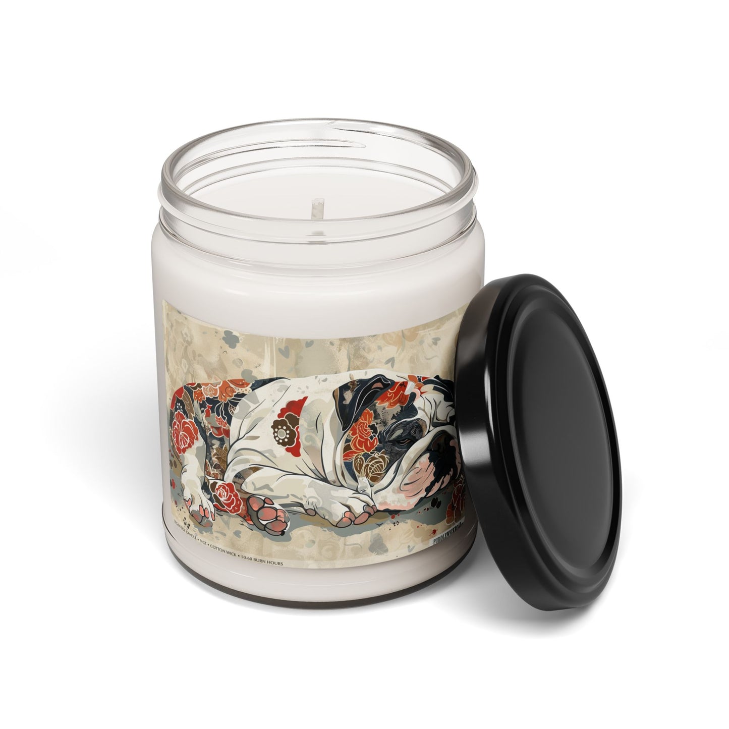 English Bulldog Vintage Floral Candle – Dog Lover Gift