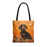 Dachshund Autumn Floral Tote Bag, Eco-Friendly Market Accessory