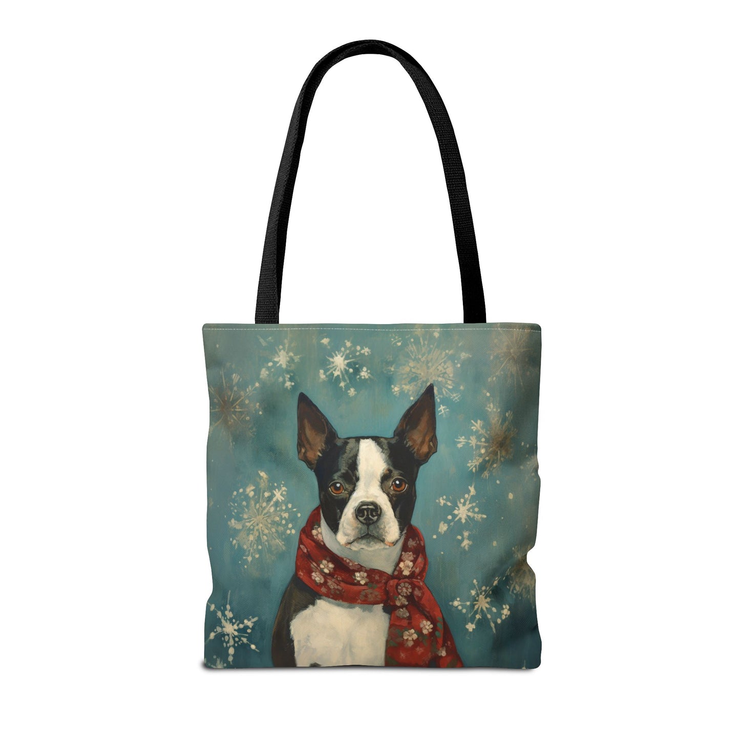 Winter Charm Boston Terrier Tote Bag - Eco-Friendly Dog Lover Gift