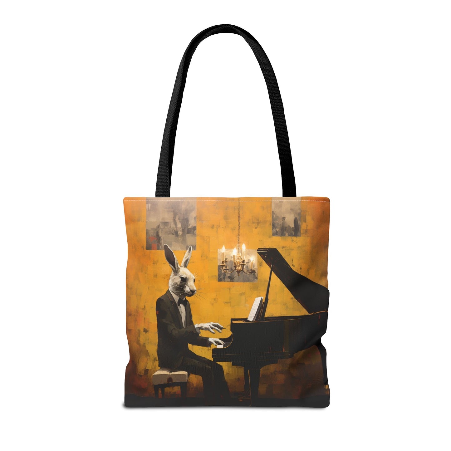 Sophisticated Rabbit Maestro Tote Bag, Artistic Canvas Design for Music Lovers