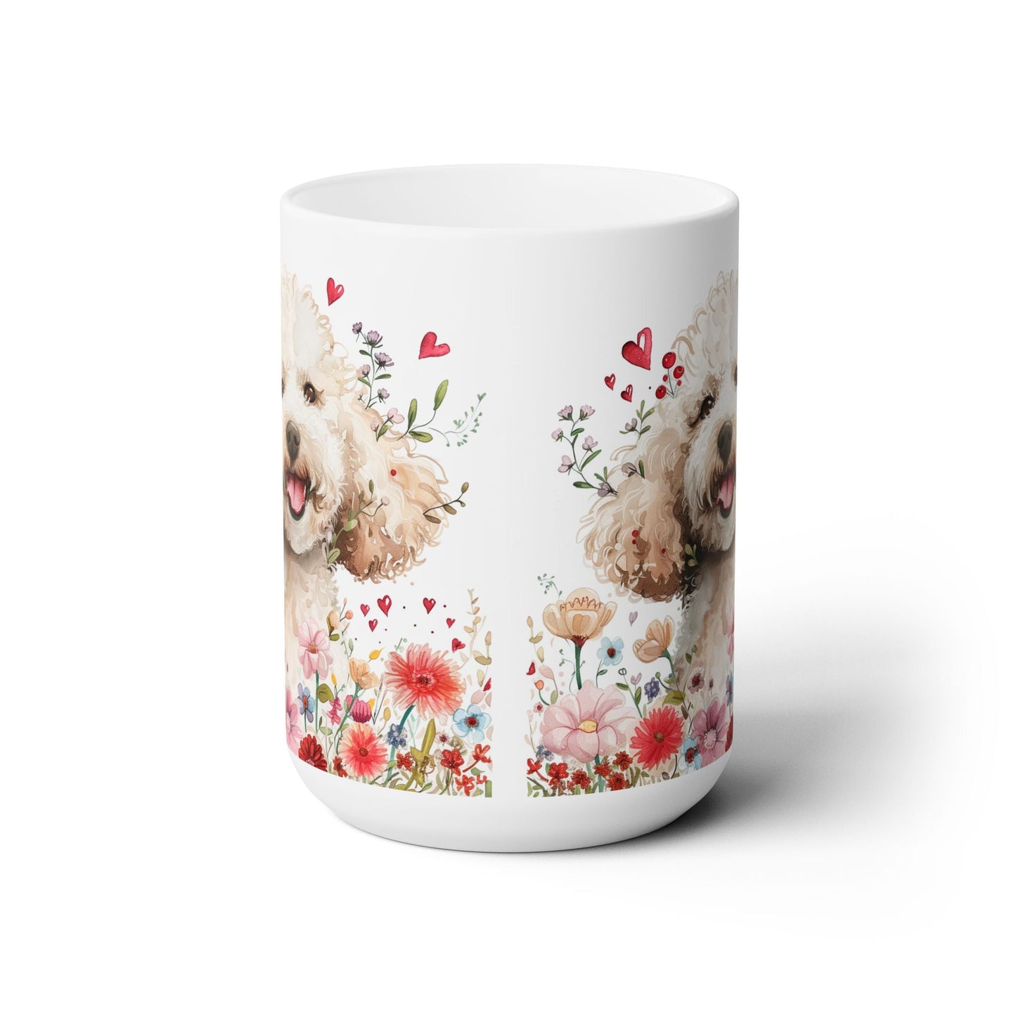 Poodle Love Valentine's Mug - Floral Dog Mom Coffee Cup Gift