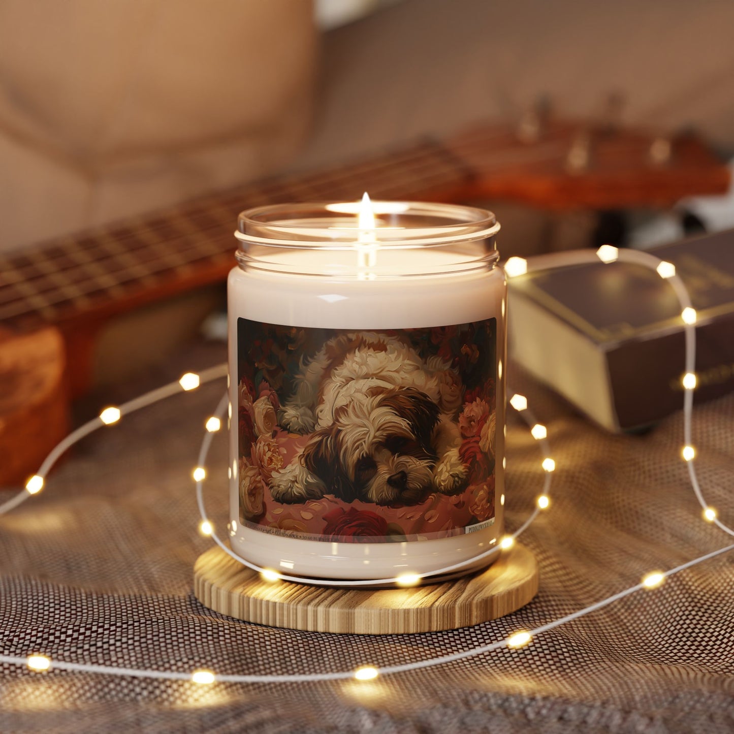 Havanese Puppy Candle – Vintage Floral Design, Pet Lover Gift