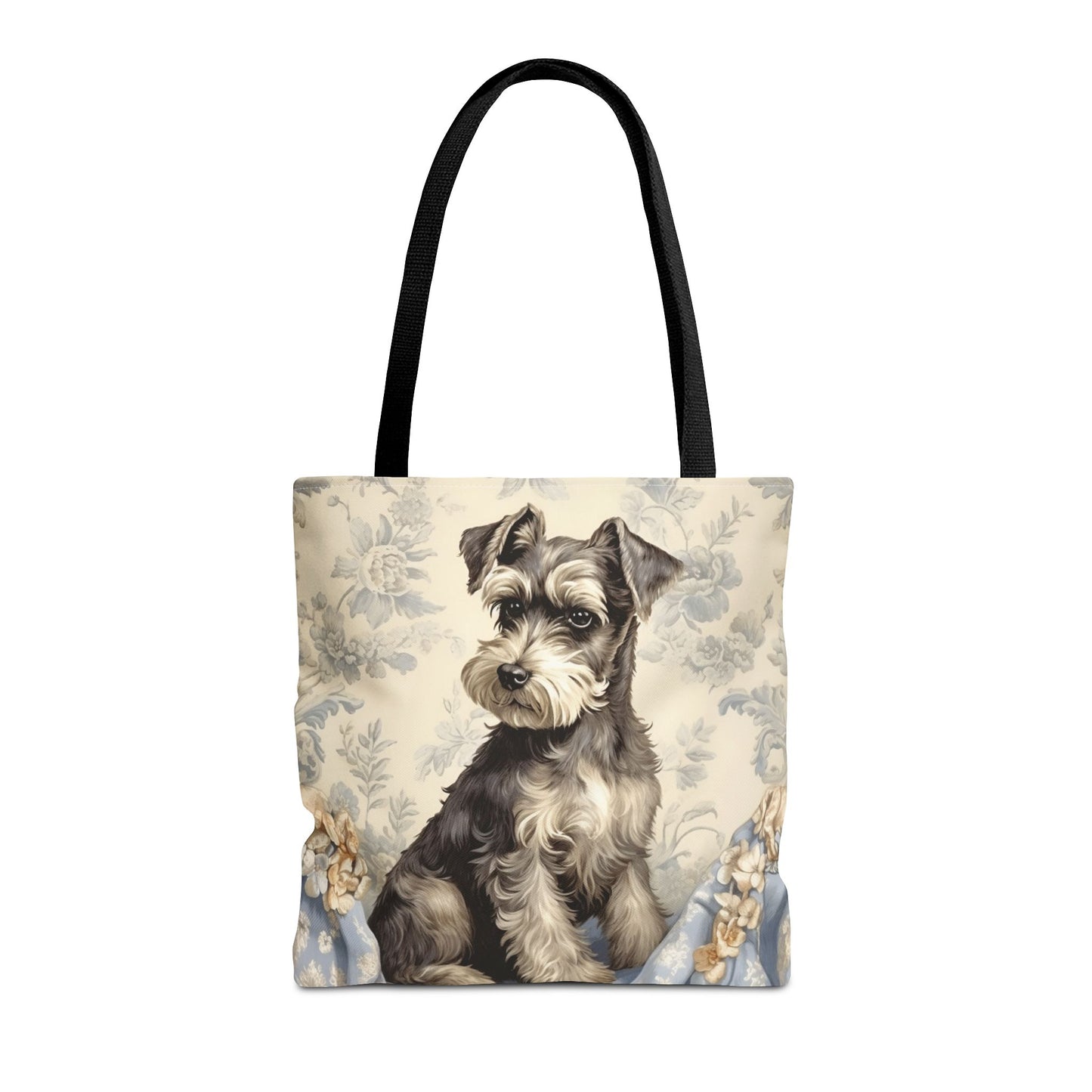 Elegant Miniature Schnauzer Floral Canvas Tote Bag, Perfect Dog Lover Gift