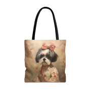 Shih Tzu Floral Charm Tote Bag – Elegant Canvas for Dog Lovers