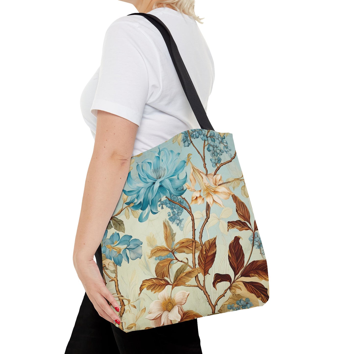 Vintage Chic Floral Canvas Tote Bag, Eco-Friendly Reusable Bag