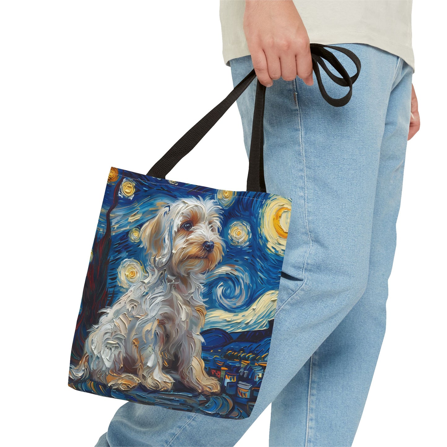 Starry Dachshund Canvas Tote Bag, Artistic Eco-Friendly Gift for Dog Lovers