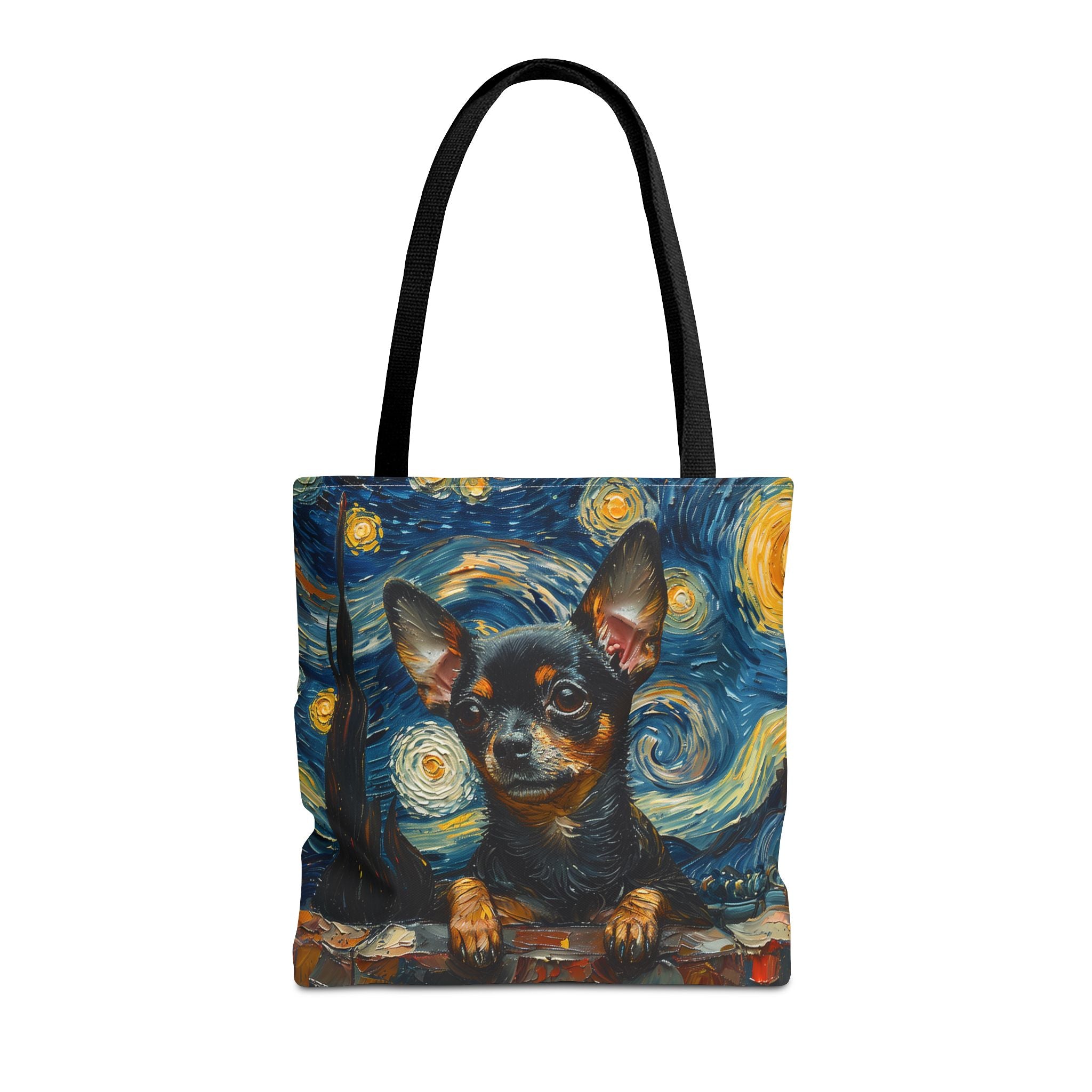 Starry Night Chihuahua Art Tote Bag, Eco-Friendly Canvas for Dog Lovers