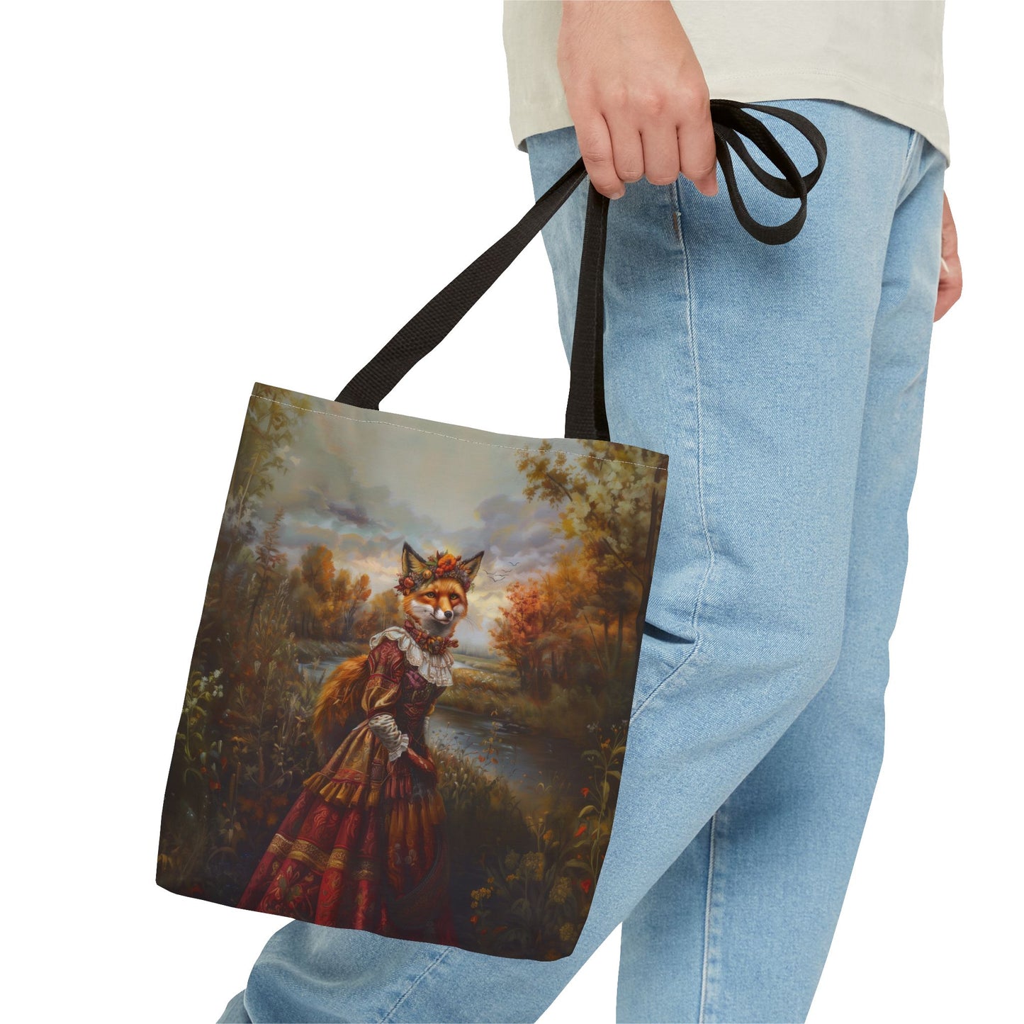 Renaissance Fox Autumn Landscape Canvas Tote Bag for Eco Lovers