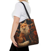 Fox Floral Elegance Tote Bag, Eco-Friendly Canvas Market Bag