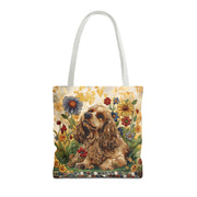 Cocker Spaniel Garden Blooms Canvas Tote Bag - Eco-Friendly Gift