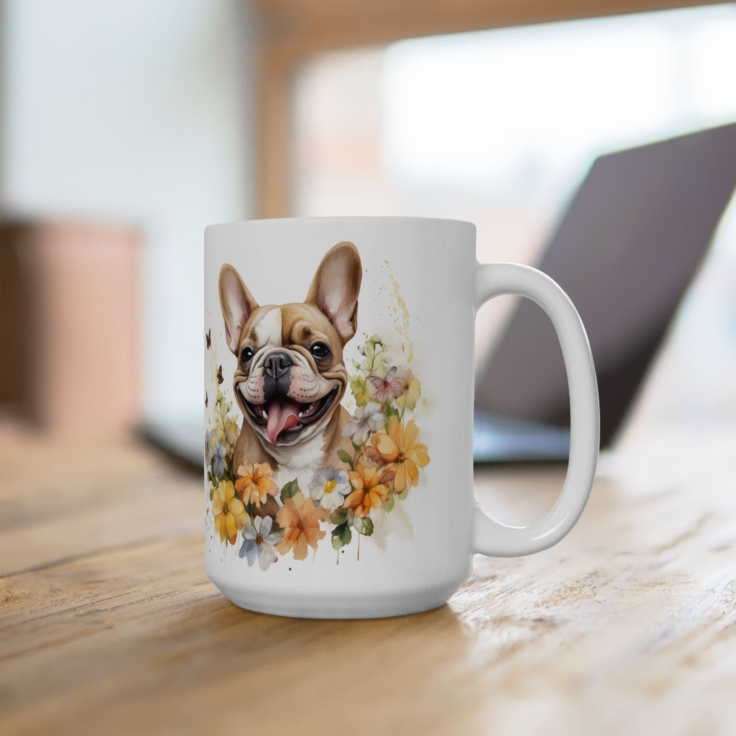 Frenchie Bliss Mug – Floral French Bulldog Coffee Cup Gift