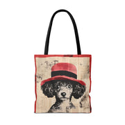 Toy Poodle Chic Tote Bag, Vintage Red Hat Design for Dog Lovers