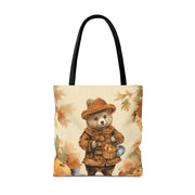 Autumn Harvest Bear Tote with Cozy Fall Vibes, Perfect Gift for Nature Lovers