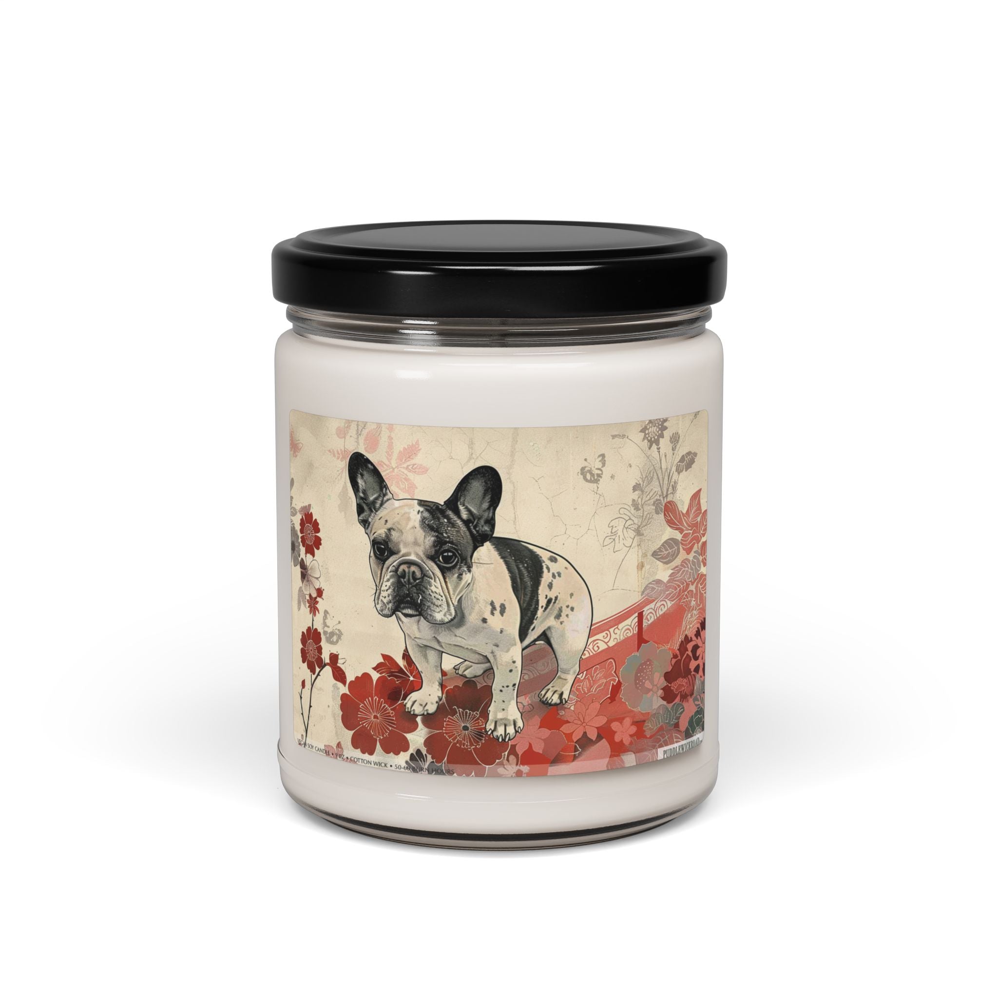 Frenchie Floral Elegance Candle – Soy Wax Gift for Dog Lovers