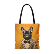 Elegant French Bulldog Floral Tote Bag, Chic Eco-Friendly Design