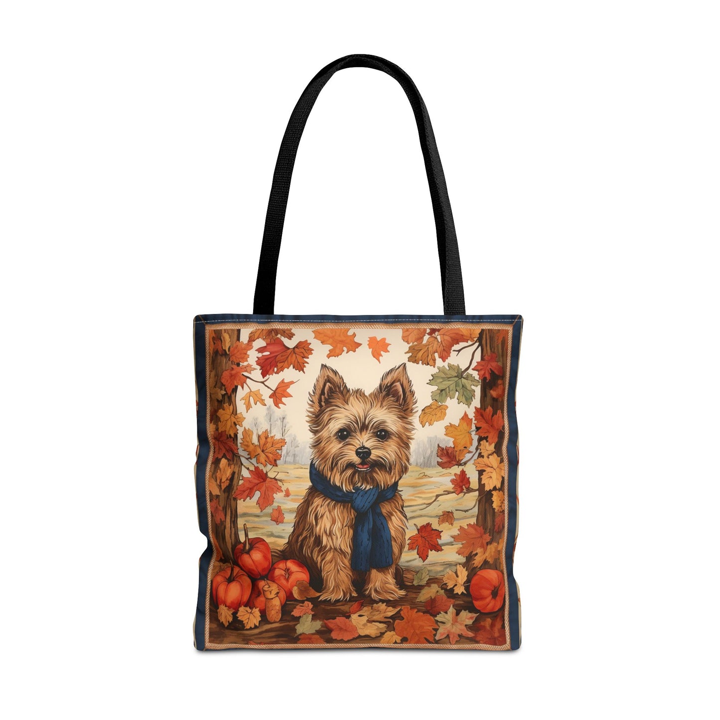 Yorkie Autumn Charm Tote Bag, Fall Leaves Design, Eco-Friendly Canvas