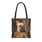 Regal French Bulldog Canvas Tote Bag, Vintage-Style Dog Lover Gift