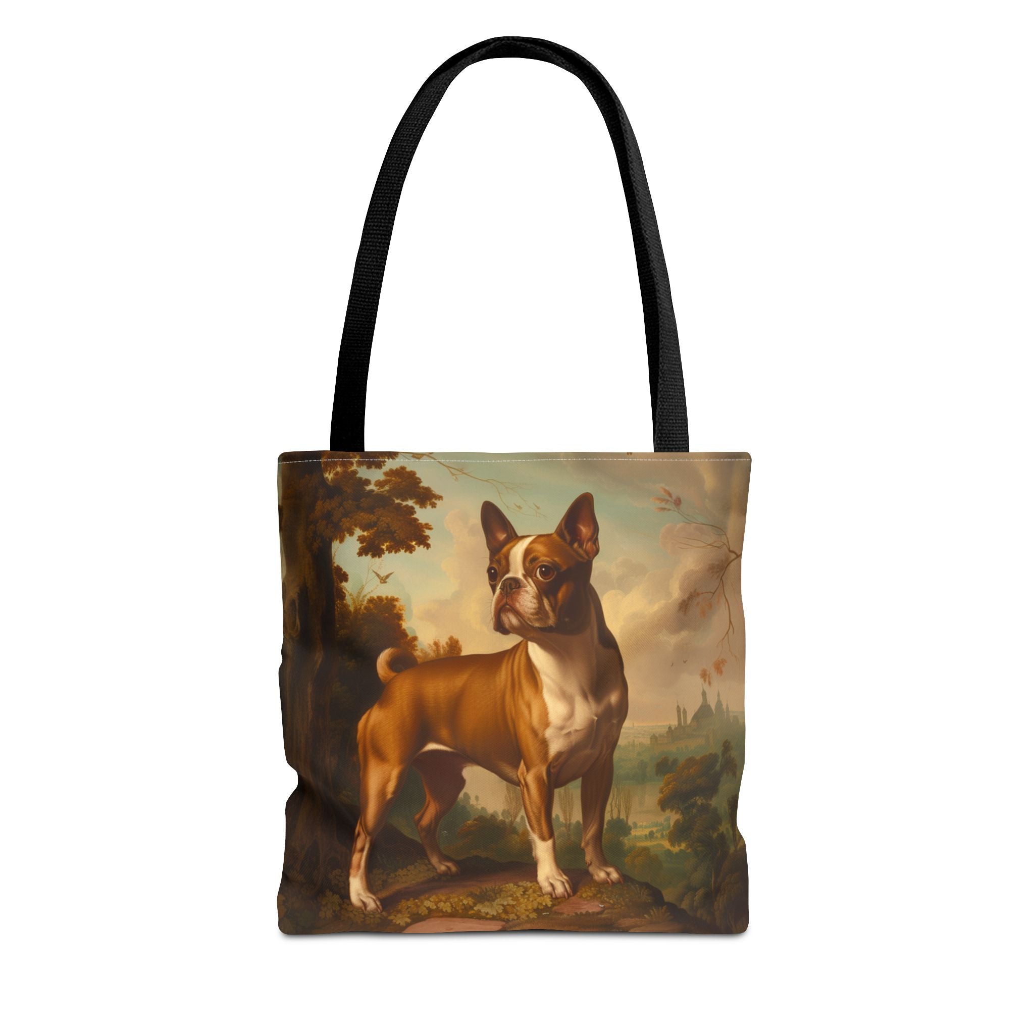 Boston Terrier Elegant Canvas Tote Bag for Dog Lovers, Landscape Design