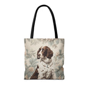 Liver and White Springer Spaniel Tote Bag with Floral Design