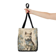 Akita Dreamscape Floral Tote Bag, Eco-Friendly Canvas for Dog Lovers