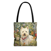 Westie Bloom Canvas Tote Bag, Charming Dog Lover Gift, Eco-Friendly