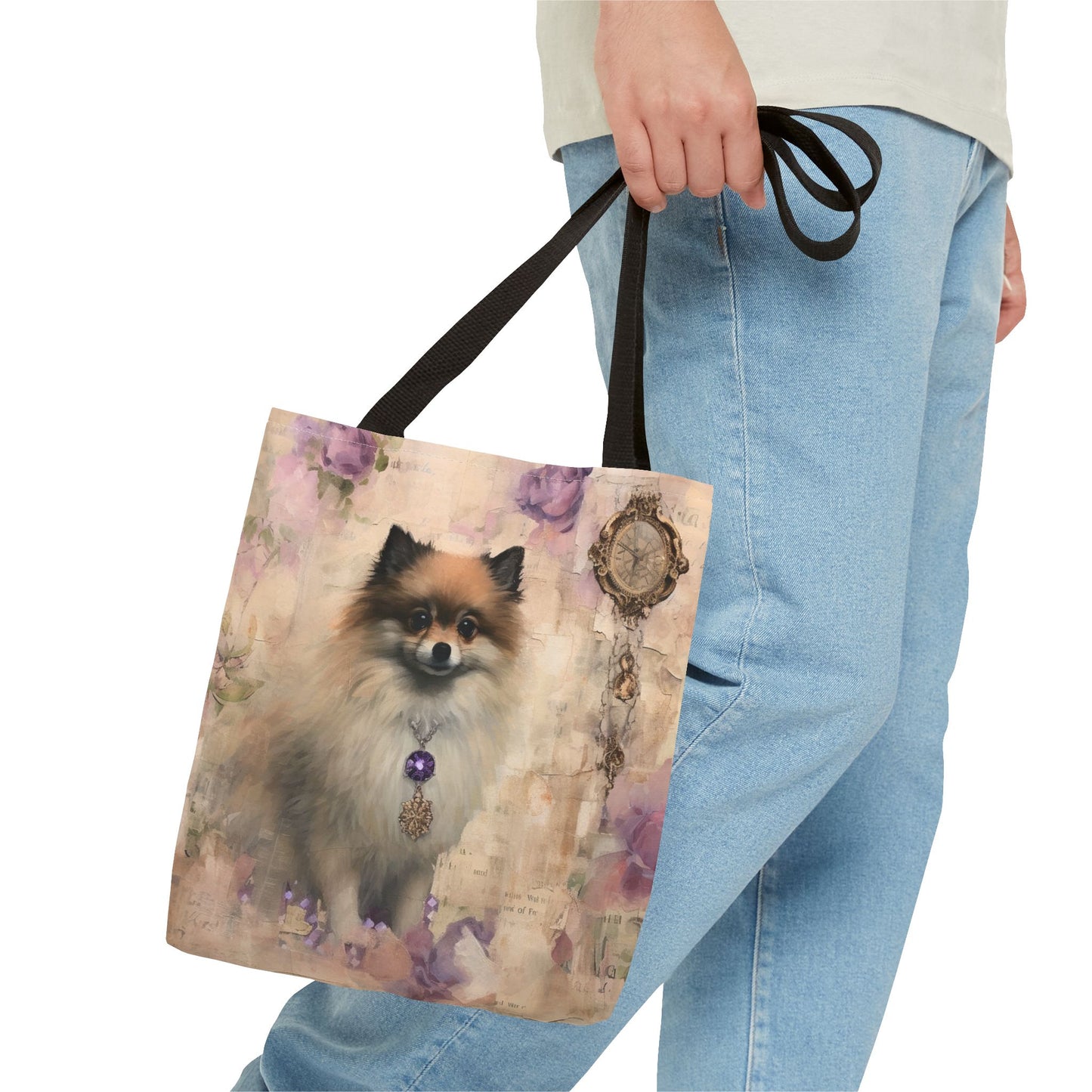 Charming Pomeranian Tote Bag, Floral Vintage Design for Dog Lovers