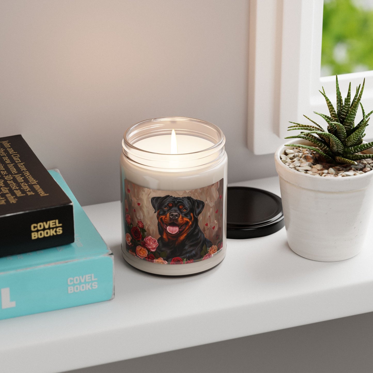 Rottweiler Love Candle – Adorable Dog Lover Gift with Floral Art