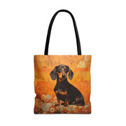 Dachshund Autumn Floral Tote Bag, Eco-Friendly Market Accessory