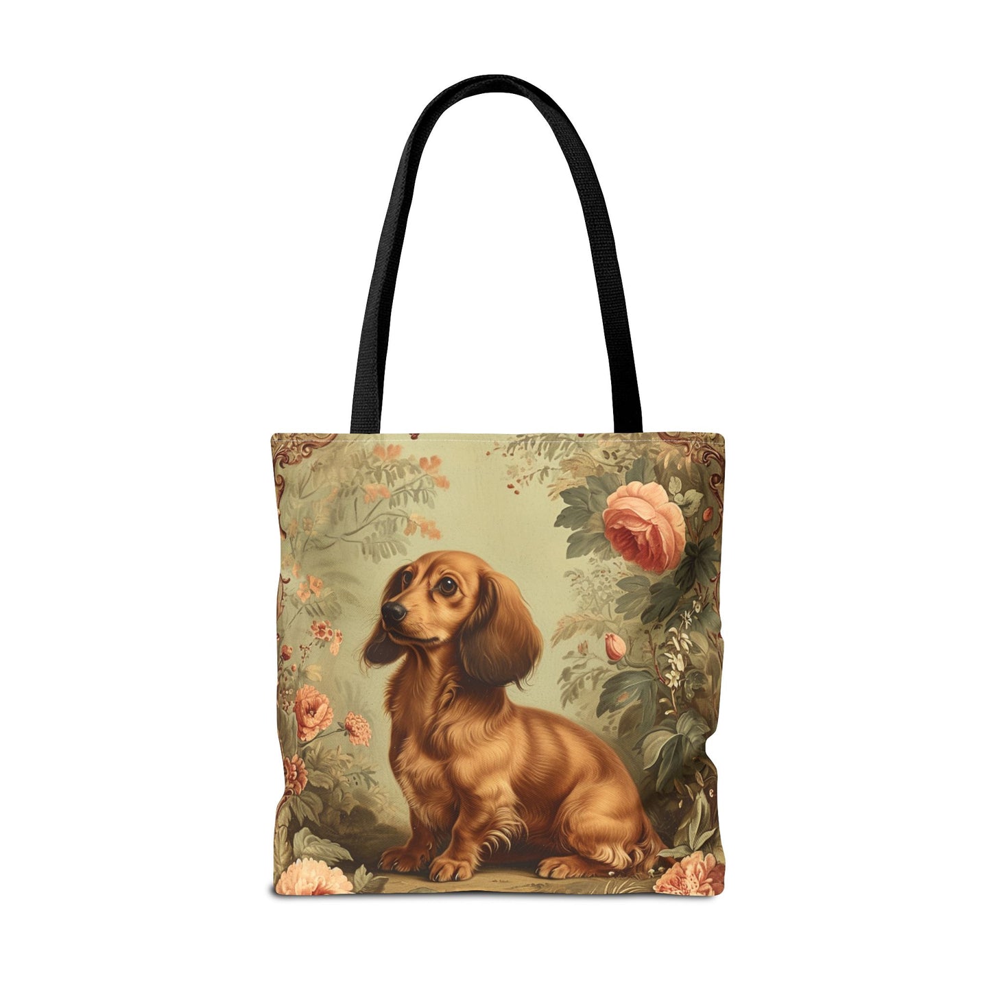 Dachshund Garden Charm Tote Bag - Floral Eco-Friendly Shopper