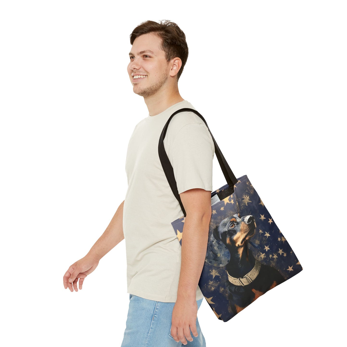 Starry Dachshund Canvas Tote Bag for Dog Lovers, Eco-Friendly Gift