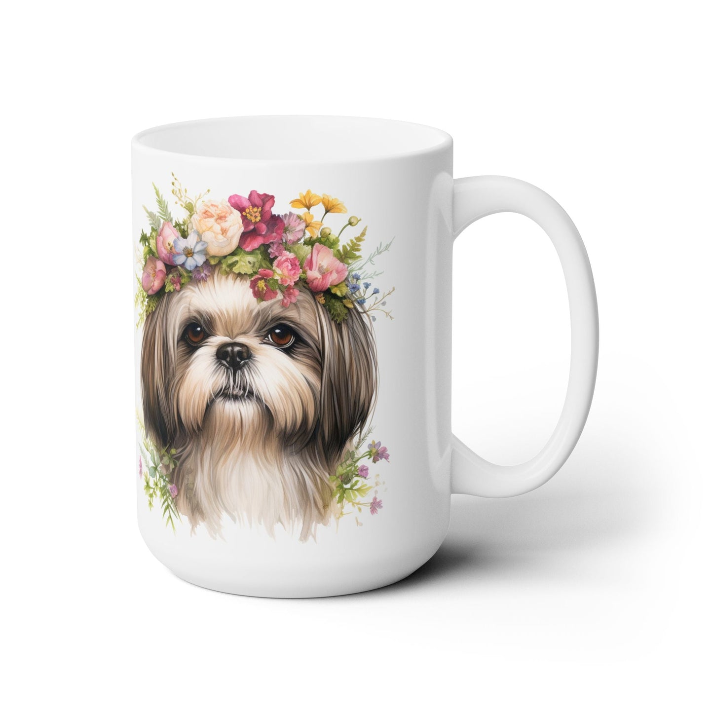 Shih Tzu Coffee Mug – Floral Dog Lover Gift, Adorable Pet Parent Keepsake