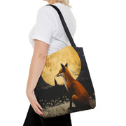 Moonlit Fox Canvas Tote Bag – Rustic Charm for Nature Lovers