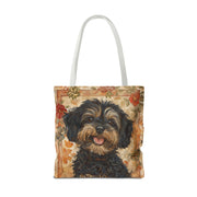 Yorkipoo Autumn Bloom Tote Bag, Eco-Friendly Canvas for Dog Lovers