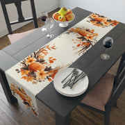 Thanksgiving Pumpkin Table Runner | Orange, Cream, and Brown Design (72" or 90")