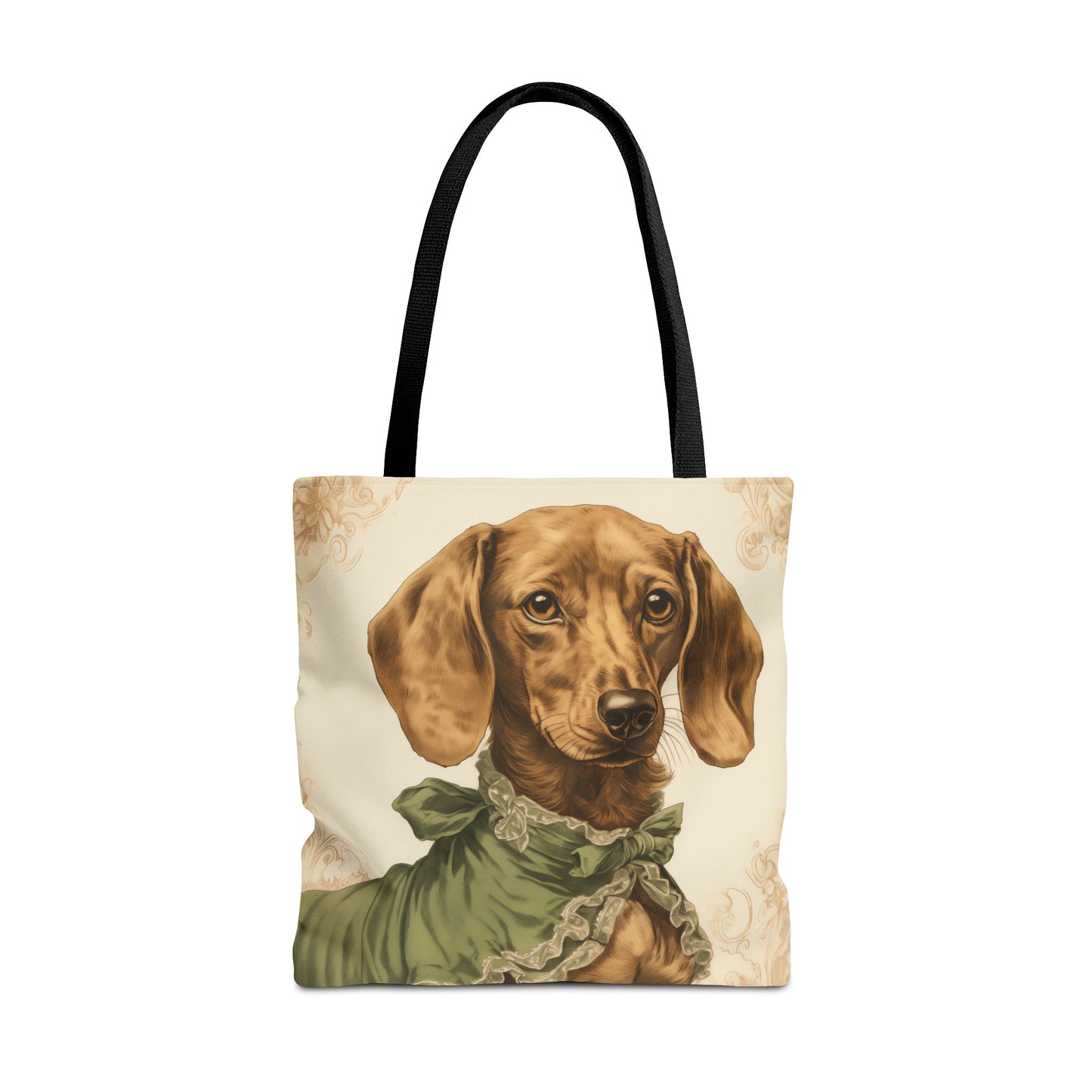 Regal Dachshund Canvas Tote Bag, Elegant Dog Lover Gift, Vintage Art Style