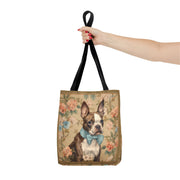 Boston Terrier Tote Bag – Floral Elegance, Eco-Friendly Market Tote