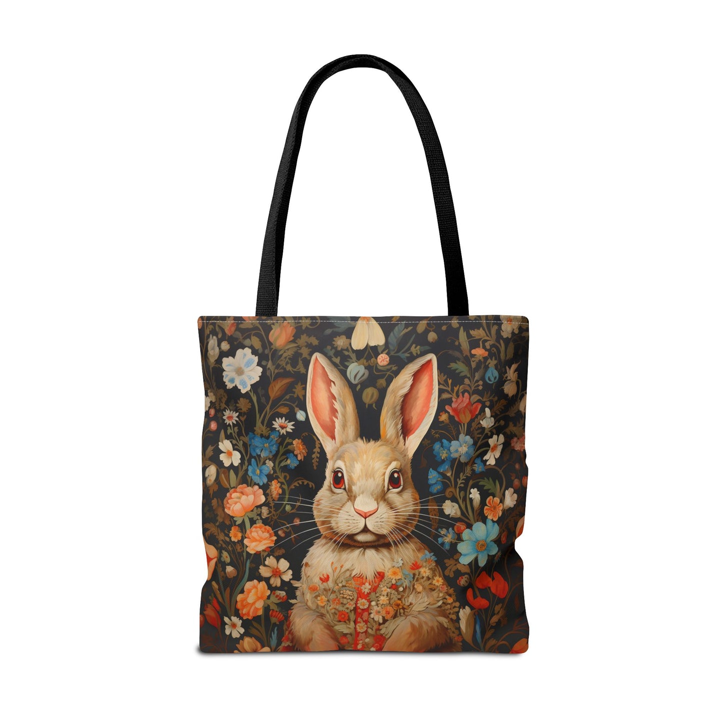 Floral Bunny Tote Bag with Whimsical Rustic Charm, Eco-Friendly Design