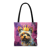 Regal Yorkie Crown Tote Bag – Artistic Eco-Friendly Canvas