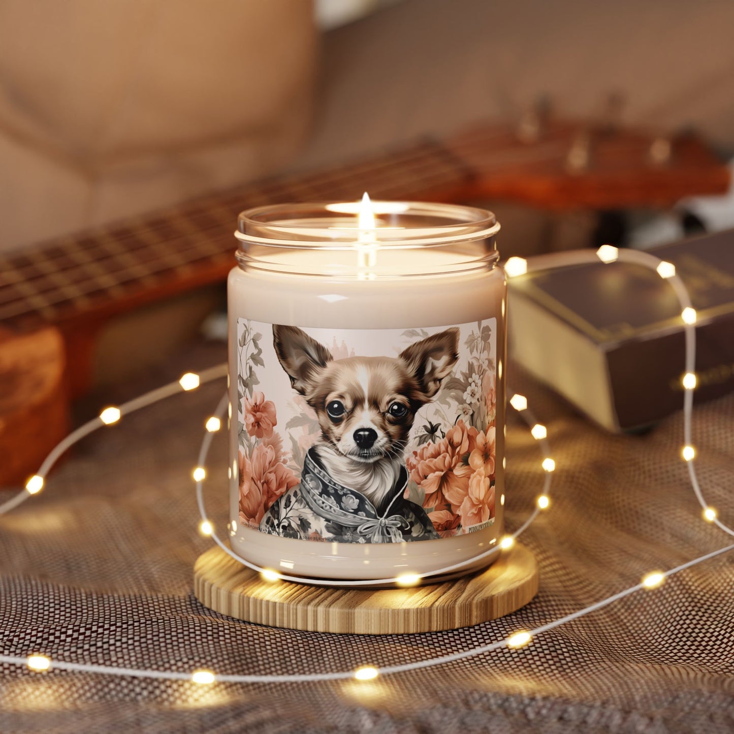 Chic Chihuahua Candle Gift – Floral Art Soy Wax Decor