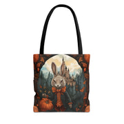 Whimsical Rabbit Castle Tote Bag, Autumn Harvest Design Canvas Bag